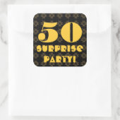 第50回サプライズ誕生日ウィーブラック金ゴールドパターン スクエアシール (バッグ)