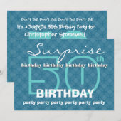 第50回サプライズ誕生日パウダーブルーサークルW486 招待状 (正面/裏面)