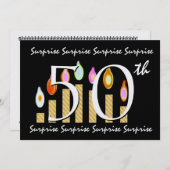 第50回サプライズ誕生日パーティーへの招待テンプレート 招待状 (正面/裏面)