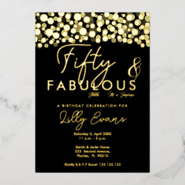 第50回サプライズ誕生日パーティー招エレガント待 箔招待状