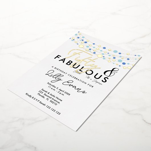 第50回サプライズ誕生日パーティー招エレガント待 箔招待状 (回転した状態)