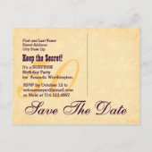 第50回サプライズ誕生日保存日付パープルv6 案内ポストカード (裏面)