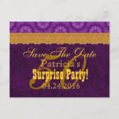 第50回サプライズ誕生日保存日付パープルv6 案内ポストカード (正面)