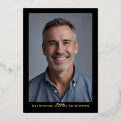 第50回サプライズ誕生日写真オンバックブラック&金ゴールド 箔招待状 (裏面)