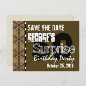 第50回サプライズ誕生日日付を保存W01金ゴールド 案内ポストカード (正面/裏面)