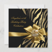 第50回ゼブラオールド金ゴールドクリームブラックバースデーパーティー 招待状 (正面)