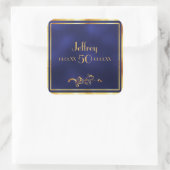 第50回バースデーパエレガントーティー青と金ゴールド スクエアシール (バッグ)