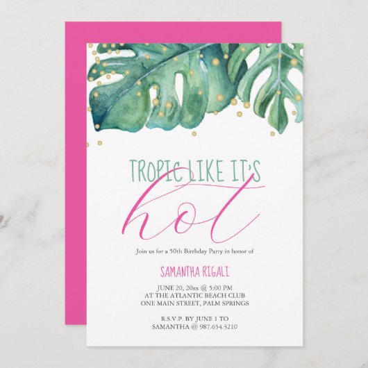 第50回バースデーパーティトロピカルテーマ 招待状 (正面/裏面)