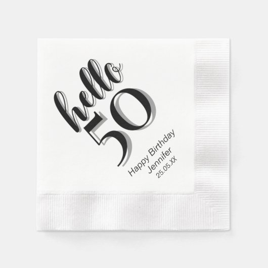 第50回バースデーパーティーこんにちは50 縁ありカクテルナプキン (正面)