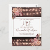 第50回バースデーパーティーのストリングラ素朴イト花模様 ポストカード (正面/裏面)