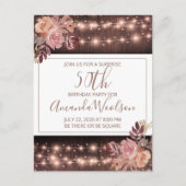 第50回バースデーパーティーのストリングラ素朴イト花模様 ポストカード (正面)