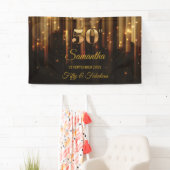 第50回バースデーパーティーのバナー金ゴールドと黒の背景 横断幕 (インサイチュ)