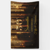 第50回バースデーパーティーのバナー金ゴールドと黒の背景 横断幕 (縦)