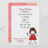 第50回バースデーパーティーの女の子（ワインを飲む） 招待状 (正面/裏面)