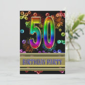 第50回バースデーパーティーへの招待(バブル付き) 招待状 (スタンド正面)