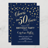 第50回バースデーパーティーへの招待 – 金ゴールド海軍 招待状 (正面/裏面)