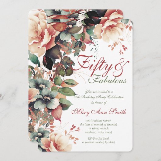 第50回バースデーパーティーぼほガーデンフローラ 招待状 (正面/裏面)