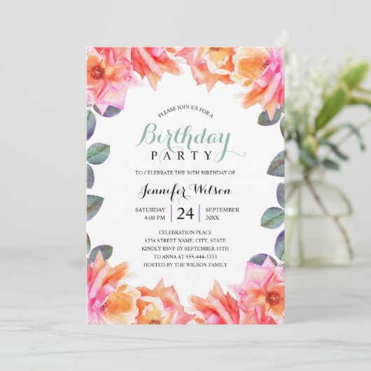 第50回バースデーパーティーエレガントアダルトウォーターバラ 招待状 (スタンド正面)