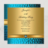 第50回バースデーパーティーエレガントティール(緑がかった色)金ゴールド 招待状 (正面/裏面)