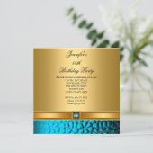 第50回バースデーパーティーエレガントティール(緑がかった色)金ゴールド 招待状 (スタンド正面)