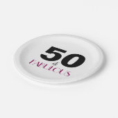 第50回バースデーパーティーエレガントファブルピンク ペーパープレート (アングル)