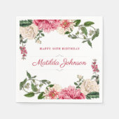 第50回バースデーパーティーエレガントフローラカスタム スタンダードカクテルナプキン (正面)