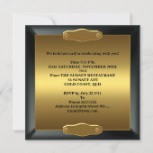 第50回バースデーパーティーエレガントブラック金ゴールドオン金ゴールド 招待状 (裏面)