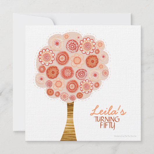 第50回バースデーパーティーオレンジブロッサムツリー招待状 招待状 (正面)