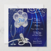 第50回バースデーパーティーシルバースティレット王室のズ・ブルー 招待状 (正面)