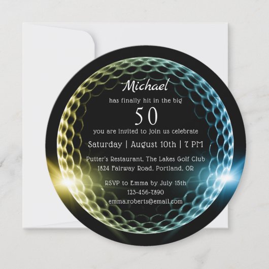 第50回バースデーパーティースタイリッシュゴルフモダンゴルファー 招待状 (正面)