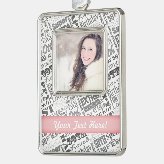 第50回バースデーパーティーパーソナライズされたプレゼント シルバープレートフレームオーナメント (左)