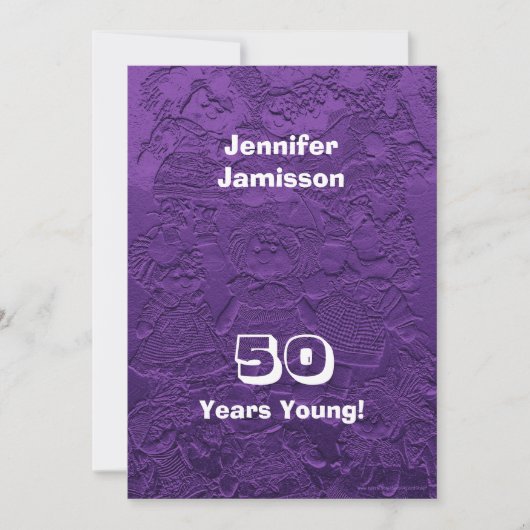 第50回バースデーパーティーパープルぬくり人形たち年長 招待状 (正面)