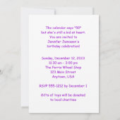 第50回バースデーパーティーパープルぬくり人形たち年長 招待状 (裏面)