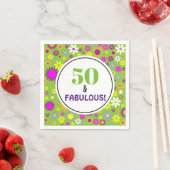 第50回バースデーパーティーパープルグリーンフローラ スタンダードカクテルナプキン (インサイチュ)