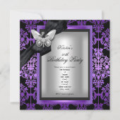 第50回バースデーパーティーパープルシルバーダマスクバタフライ 招待状 (正面)