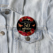 第50回バースデーパーティーフローラバタフライボタン 缶バッジ (インサイチュ)