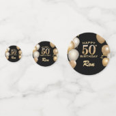 第50回バースデーパーティーブラック&金ゴールドバルーン コンフェッティ (裏面)