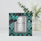 第50回バースデーパーティーブルーシルバーダマスクバタフライ 招待状 (スタンド正面)