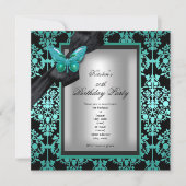 第50回バースデーパーティーブルーシルバーダマスクバタフライ 招待状 (正面)