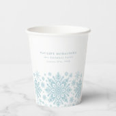 第50回バースデーパーティーブルーホワイトスノーフレークカスタム 紙コップ (裏面)