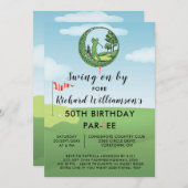 第50回バースデーパーティーメンズゴルフテーマ 招待状 (正面/裏面)
