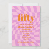 第50回バースデーパーティーレトロチェックミニマリスト 招待状 (正面)