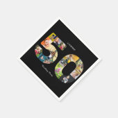 第50回バースデーパーティー写真コラージュ白黒 スタンダードカクテルナプキン (角)