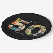 第50回バースデーパーティー写真コラージュ白黒 ペーパープレート (アングル)