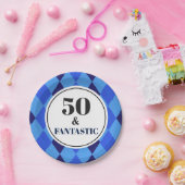 第50回バースデーパーティー幻想的なメンズブルー ペーパープレート (パーティー)