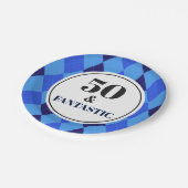 第50回バースデーパーティー幻想的なメンズブルー ペーパープレート (アングル)