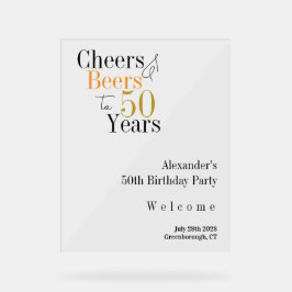 第50回バースデーパーティー応援歓迎ミニマル アクリルサイン