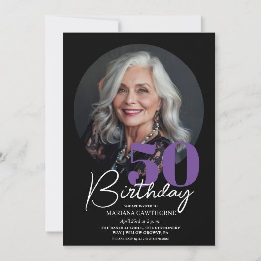 第50回バースデーパーティー招待写真50誕生日 招待状 (正面)