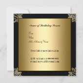 第50回バースデーパーティー招待金ゴールドブラックアート12月 招待状 (裏面)