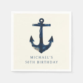 第50回バースデーパーティー海軍ブルー航海のいかり スタンダードカクテルナプキン